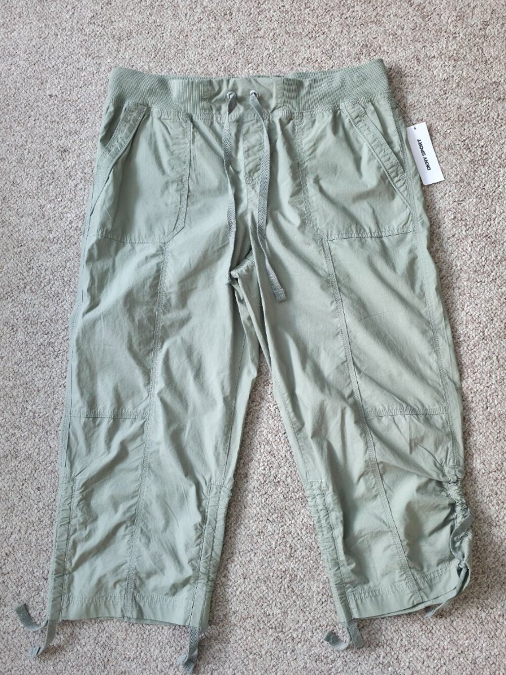 NWT DKNY Women's Convertible Capri Cotton Poplin Cargo Pants Size L